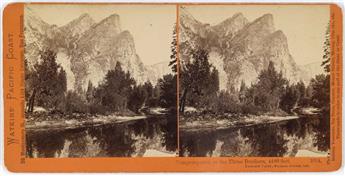 CARLETON E. WATKINS (1829-1916) Group of approximately 130 stereo views with Watkins Pacific Coast and Pacific Railroad imprints, comp